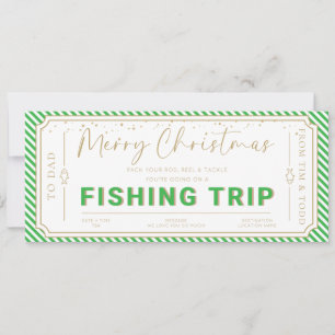 Carte cadeau de voyage de pêche verte Noël