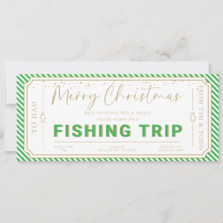 Carte cadeau de voyage de pêche verte Noël