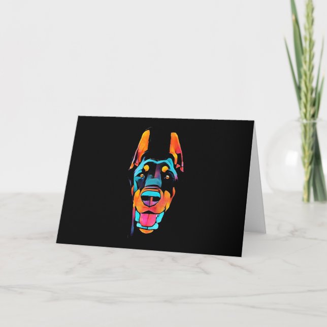 Carte Cadeau Doberman | Doberman Coloré (Devant)
