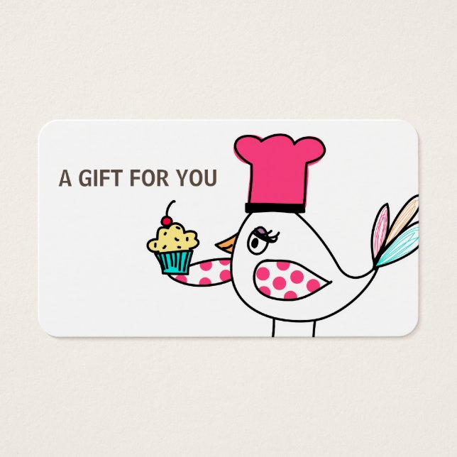 Carte cadeau d'oiseau Cupcake, certificat, D12-052 (Devant)