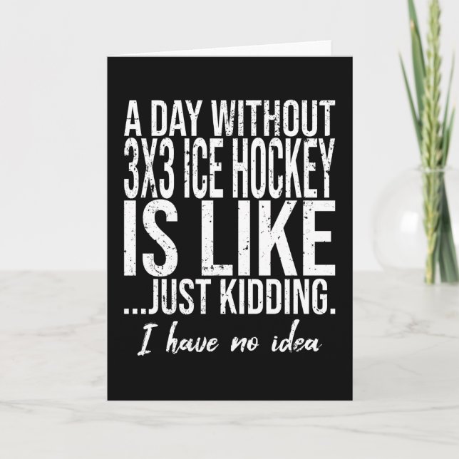 Carte Cadeau drôle de hockey sur glace 3x3 (Devant)