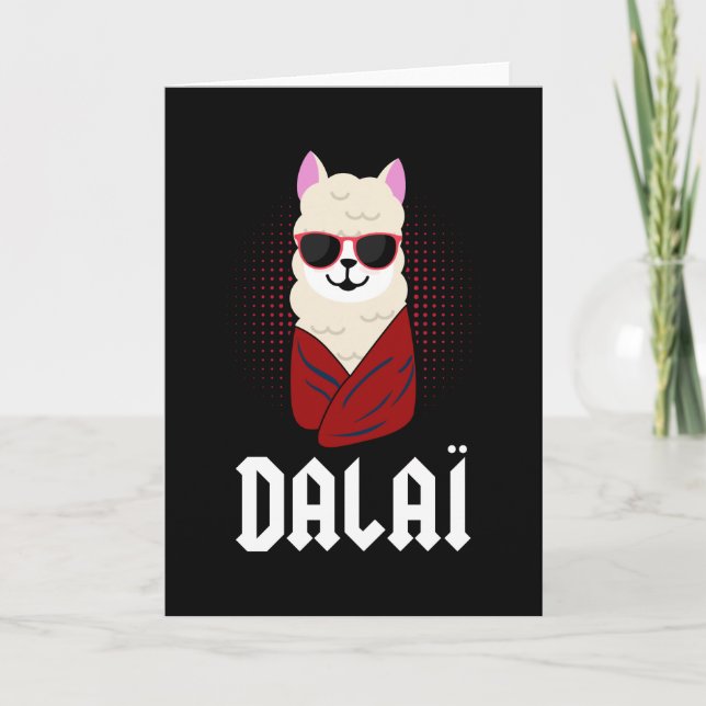 Carte Cadeau drôle de lama dalaï-lama pour alpaga Llamas (Devant)