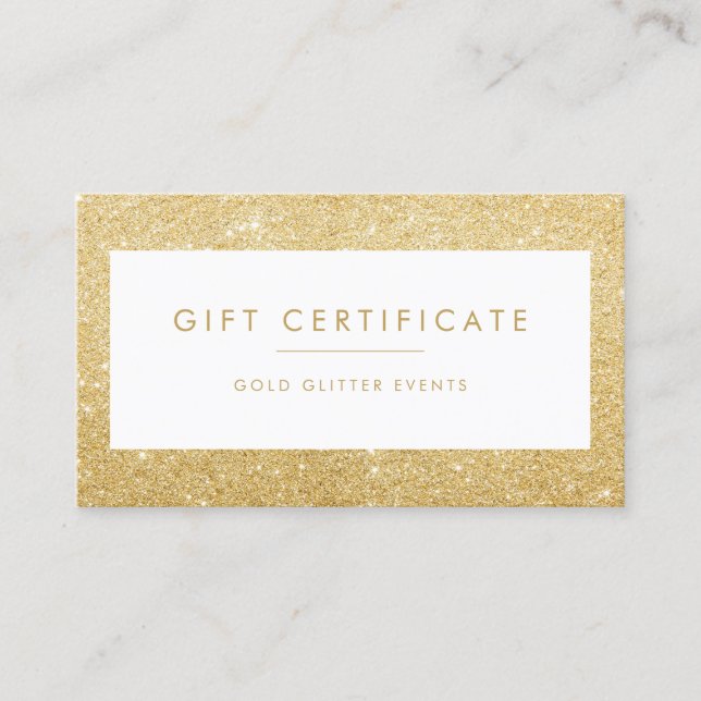 Carte cadeau Elegant Gold Parties scintillant (Devant)