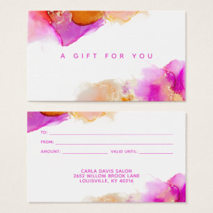 Carte-cadeau encre alcoolique rose orange Script S