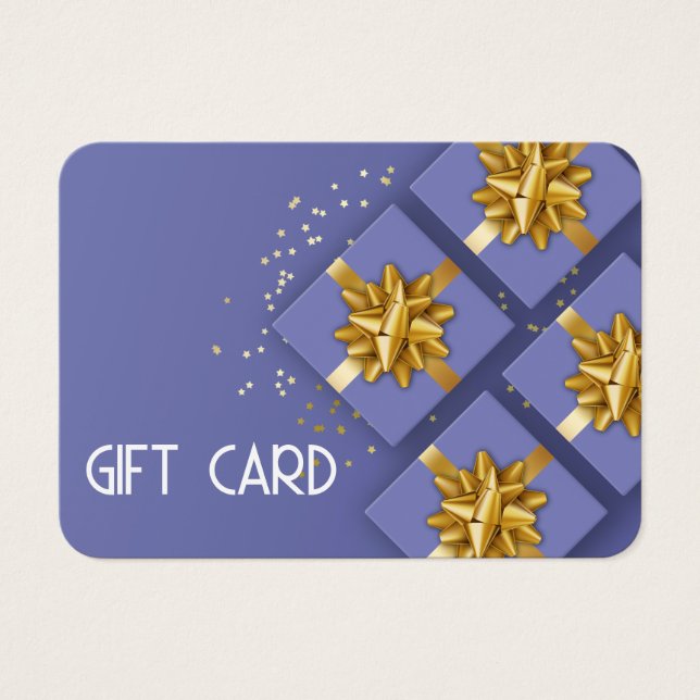 Carte cadeau Festive Moderne Gold Bow Blue (Devant)