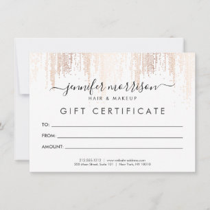 Carte cadeau Glam Script Rose Gold Confetti Rain