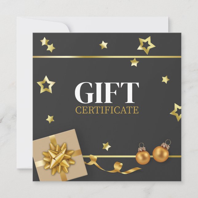 Carte cadeau Gold Christmas Ball Stars Ribbon Clas (Devant)