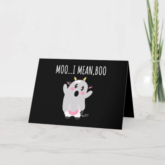 Carte Cadeau Halloween Vache Fantôme Meuh Je veux dire B (Devant)
