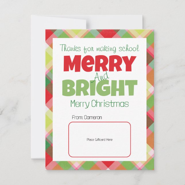 Carte cadeau Joyeux et brillants enseignants Merci (Devant)