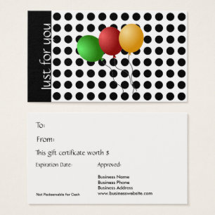 Carte Cadeau Juste pour vous Pois noir et blanc