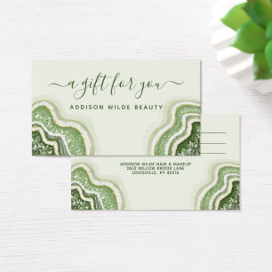 Carte cadeau Luxe Geode d'agate verte pailletée