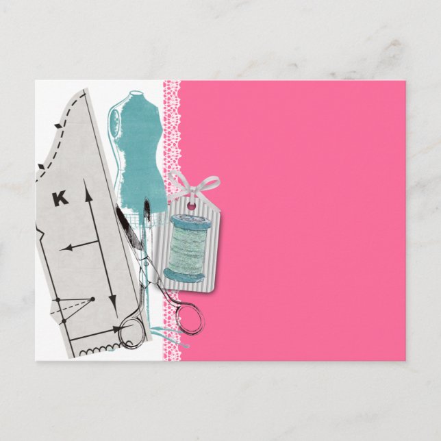 Carte cadeau mannequin habillage motif couture cou (Devant)