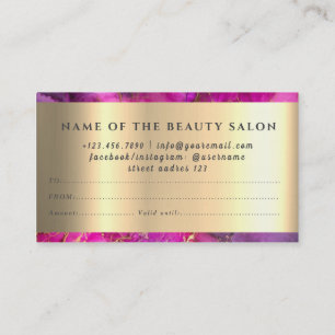 Carte cadeau Marble Elegant Blanc Faux Or Beauté