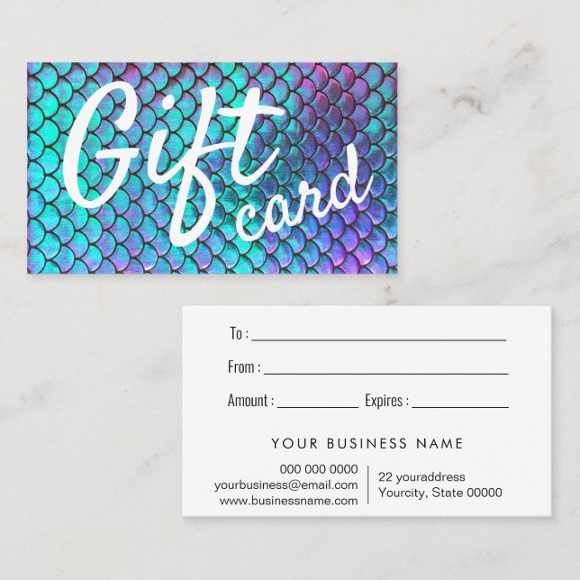 carte cadeau mermaid (Devant / Derrière)