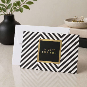 Carte Cadeau Minimaliste Noir Blanc Rayure Or