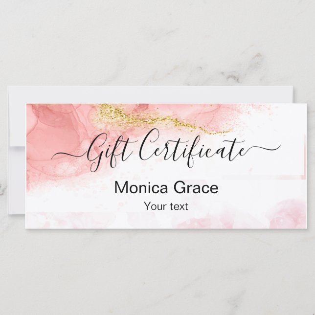 Carte cadeau moderne Blush Pink Gold Agate (Devant)