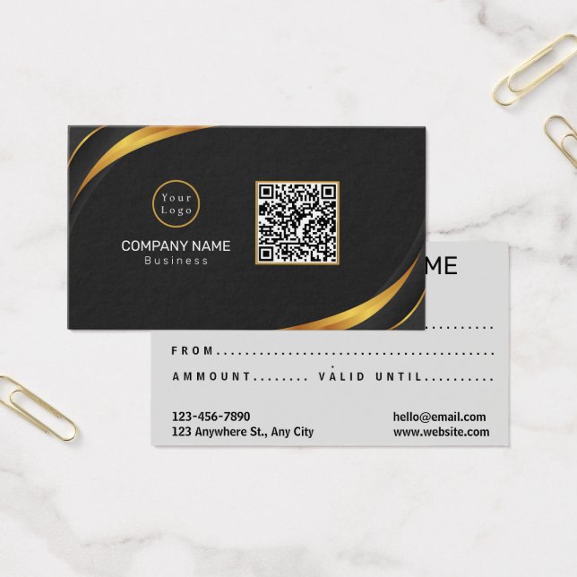 Carte cadeau moderne QR Code Business Logo (Bureau)