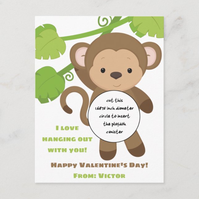 Carte cadeau Monkey Valentine's Play Doh (Devant)