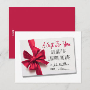 Carte cadeau Noël Red Bow