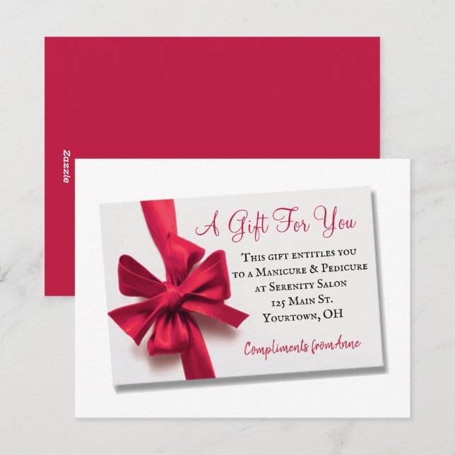 Carte cadeau Noël Red Bow (Devant / Derrière)