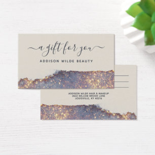 Carte Cadeau Pailletée Glam Or Violet Iridescent