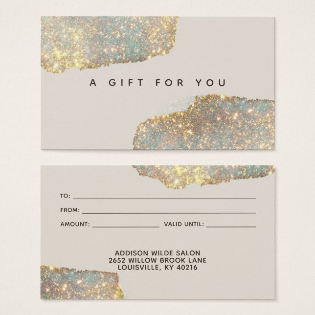 Carte Cadeau Paillettes Moderne Brillante Holograp (Devant & derrière)
