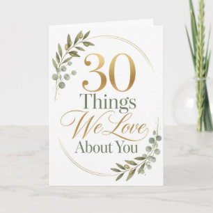 Carte Cadeau personnalisé 30 choses que nous aimons chez