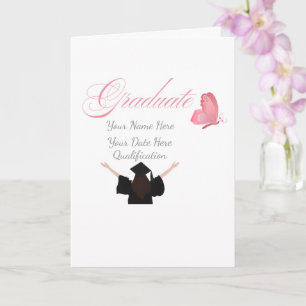 Carte Cadeau personnalisé de fin d'études rose, nom pers