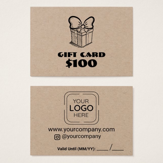 Carte cadeau personnalisée du logo d'entreprise (Devant & derrière)