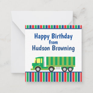 Carte cadeau personnalisée pour Camion semi-vert