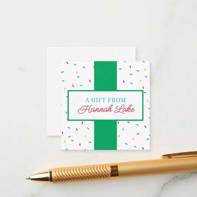 Carte cadeau pour enfants Rainbow Sprinkel (Devant/Arrière en situation)