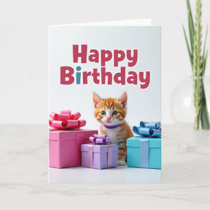Carte cadeau pour kitten d'anniversaire doux