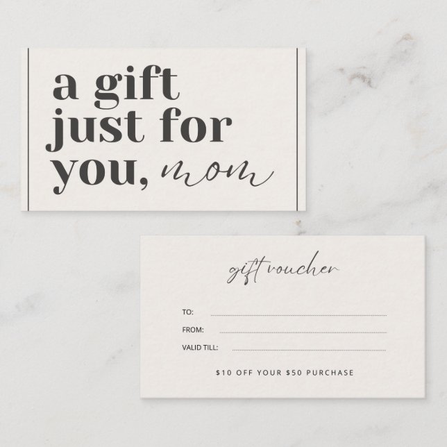 Carte cadeau pour la fête des mères (Devant / Derrière)