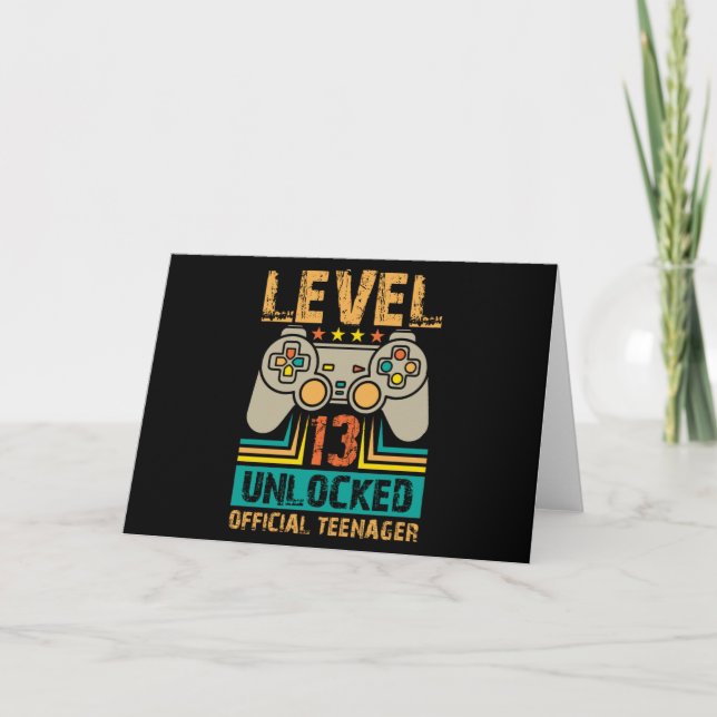 Carte Cadeau pour les 13 ans des garçons Niveau 13 Déblo (Devant)