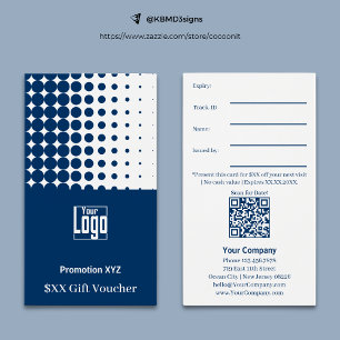 Carte cadeau promotionnelle bleu blanc moderne