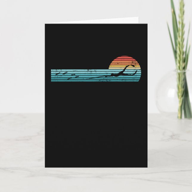 Carte Cadeau Rétro Vintage Pêche au Harpon au Coucher du (Devant)