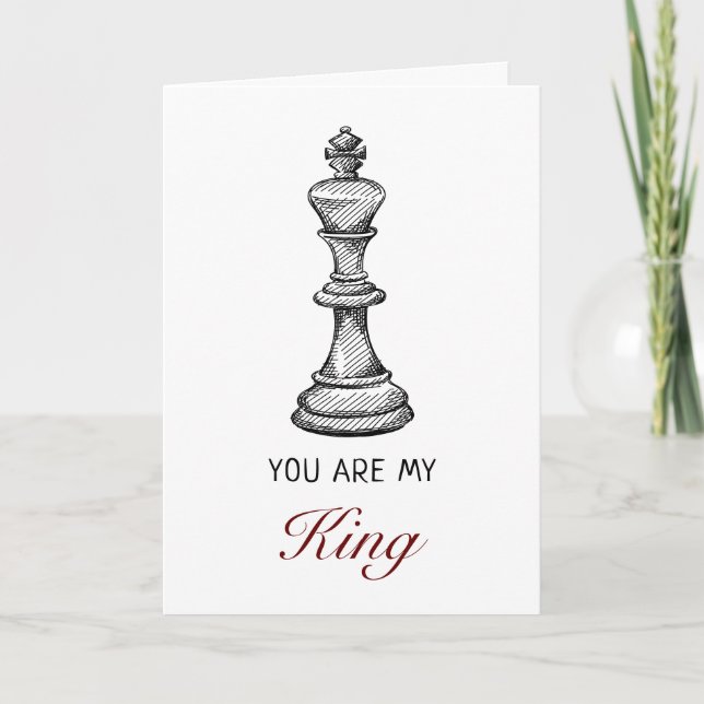 Carte Cadeau romantique de roi d'échecs pour la Saint-Va (Devant)