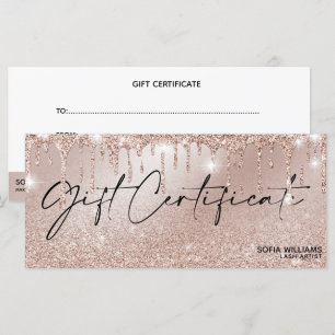 Carte cadeau Rose en or moderne Drift certificat