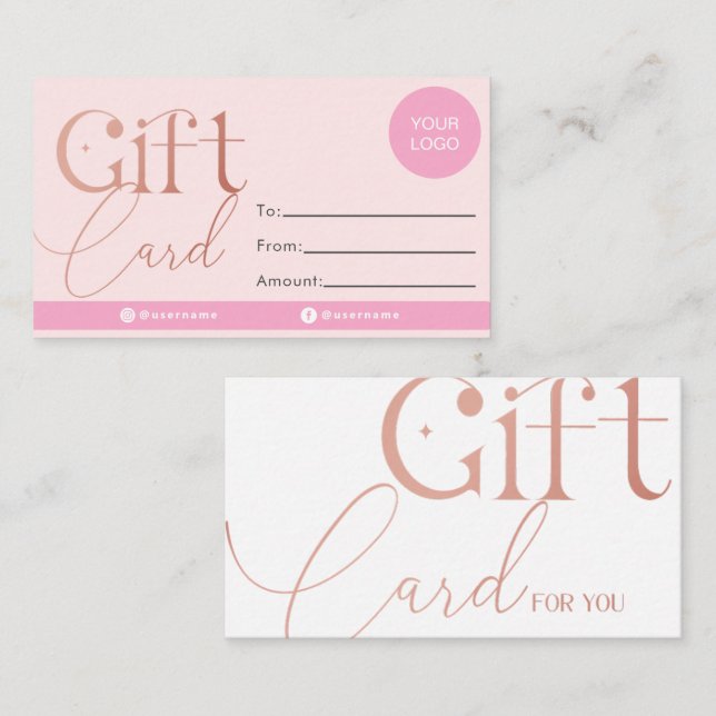 Carte cadeau rose Gold (Devant / Derrière)