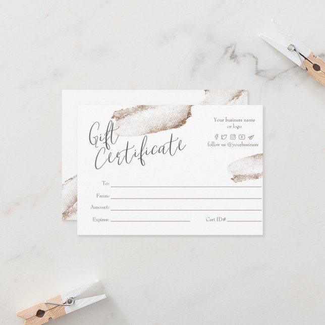 Carte cadeau rose Gold Beige Business (Devant/Arrière en situation)