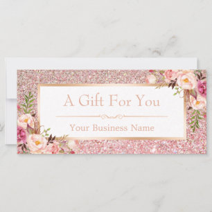Carte cadeau Rose rose Parties scintillant Floral