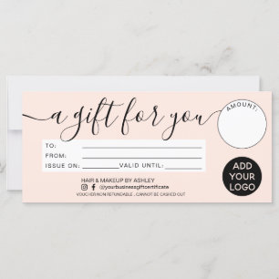 Carte Cadeau rose vif moderne pour votre logo de certifi