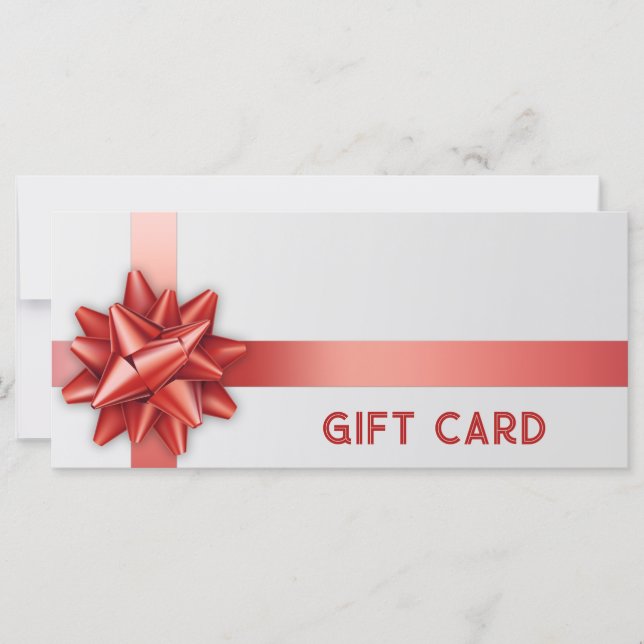 Carte cadeau Rouge Bow Satin ruban tendance blanc (Devant)