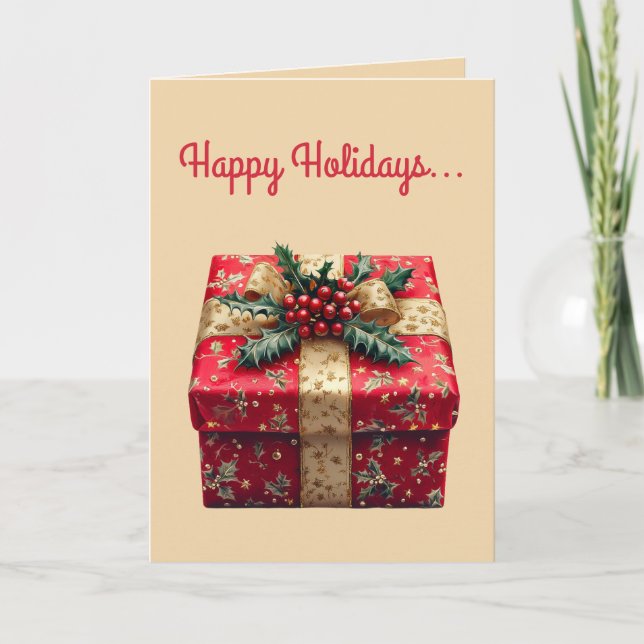 Carte Cadeau rouge modifiable et Noël de la corneille (Devant)