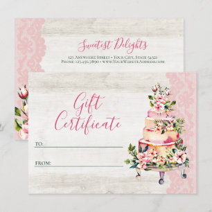 Carte cadeau Rustic Floral Cake Bakery