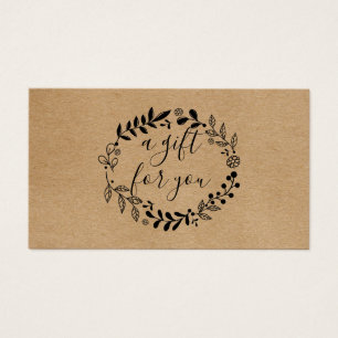 Carte-cadeau rustique en kraft de guirlande forest
