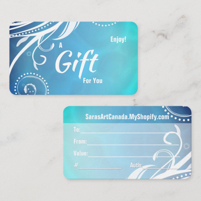 Carte cadeau Spa Boho Ocean Salon (Devant / Derrière)