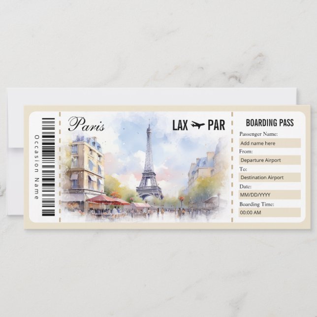 Carte Cadeau Surprise Paris Boarding Pass Inv (Devant)