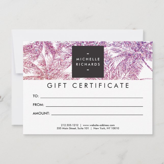 Carte cadeau Tropical Purple/Pink Parties scintill (Devant)