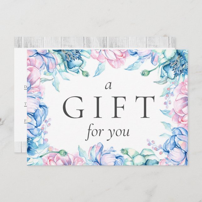 Carte cadeau Watercolor Floral Rustic (Devant / Derrière)